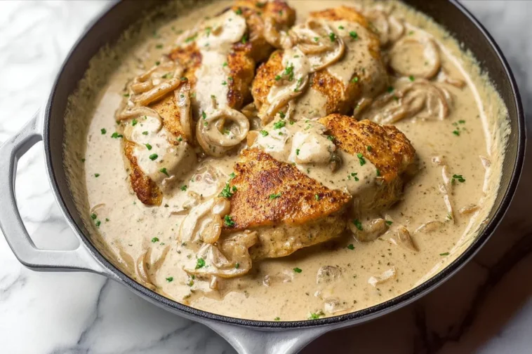 Sour Cream and Onion Chicken: A Delicious Weeknight Meal 3 Sour Cream and Onion Chicken on a Plate Ready to Serve