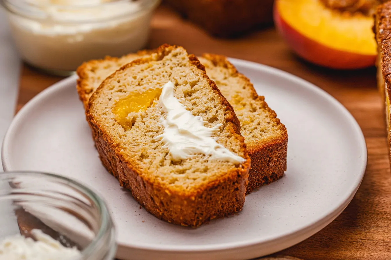 Southern Peach Bread Slice Served with Honey Butter