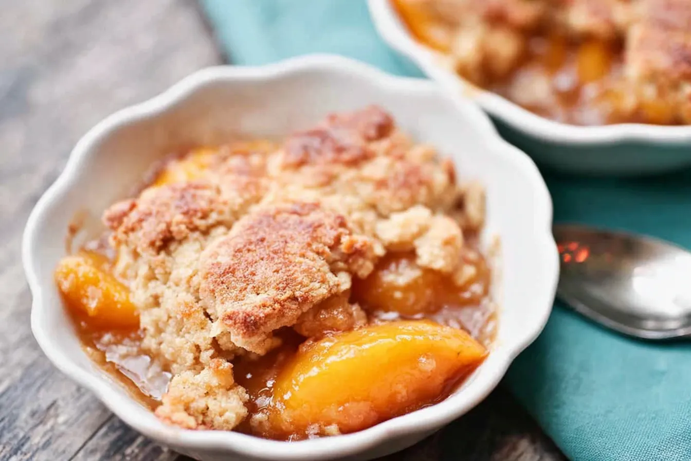 Delicious Southern Peach Cobbler Ready to Serve