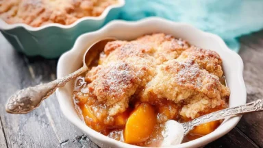 Southern Peach Cobbler Fresh from the Oven