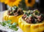 Stuffed Patty Pan Squash Plated for a Tasty Presentation