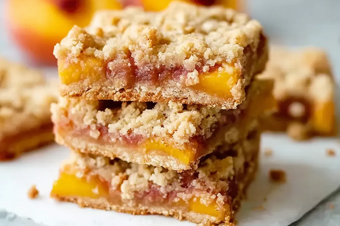 Fresh Summer Nectarine Crumble Bars Ready to Serve