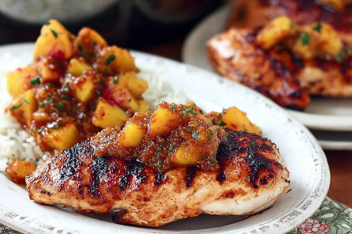 Delicious Sweet and Smoky Grilled Chicken with Peach Chipotle Sauce