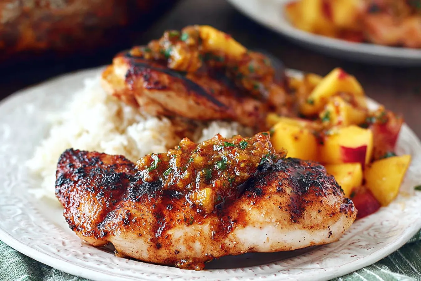 Sweet and Smoky Grilled Chicken with Peach Chipotle Sauce 
