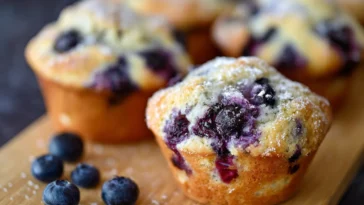 The Best Blueberry Muffins Ever Fresh Out of the Oven