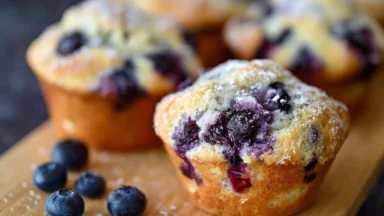 The Best Blueberry Muffins Ever Fresh Out of the Oven