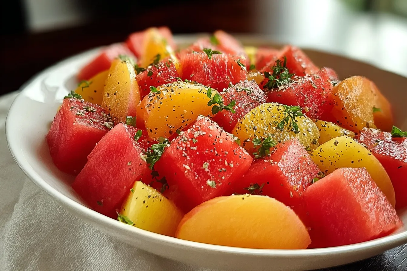 Delightful Peach Watermelon Salad for Summer