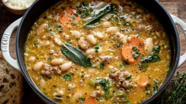 Delicious Tuscan White Bean Soup in a Bowl