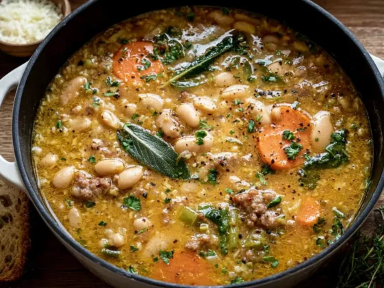 Delicious Tuscan White Bean Soup in a Bowl