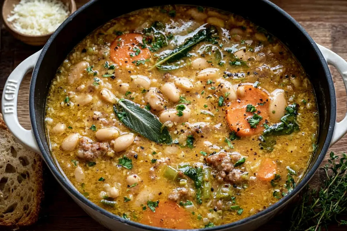 Delicious Tuscan White Bean Soup in a Bowl
