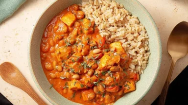 Delicious West African Peanut Stew in a Bowl