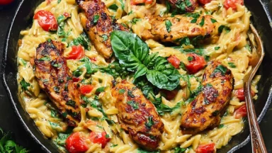 30-Minute One-Pan Creamy Chicken Orzo Ready to Serve