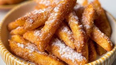 Delicious Air Fryer Apple Fries in a Bowl
