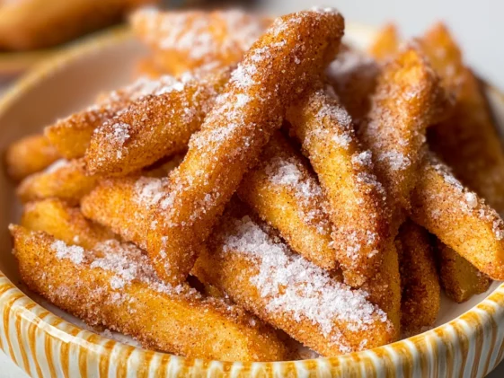 Delicious Air Fryer Apple Fries in a Bowl