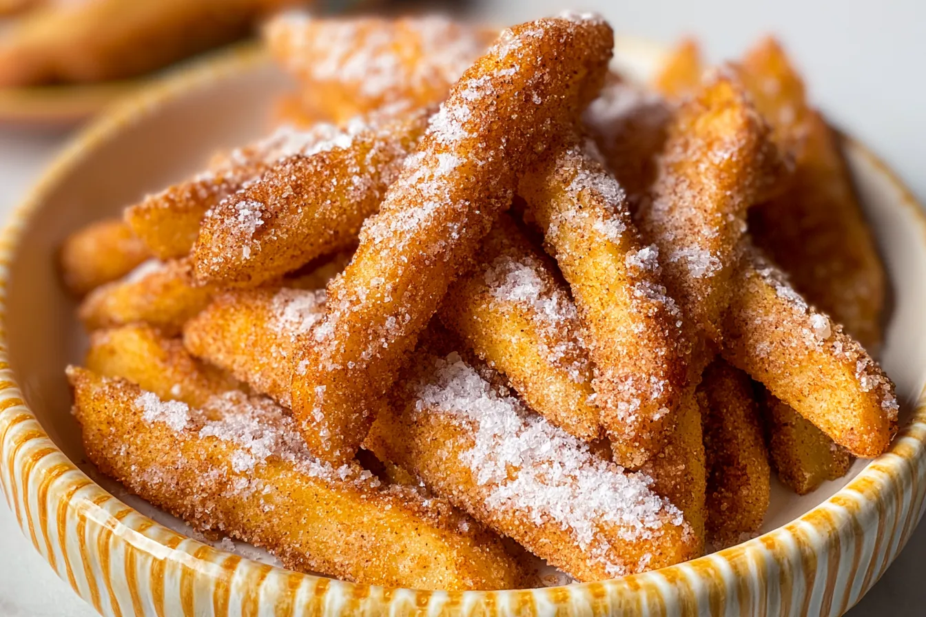 Delicious Air Fryer Apple Fries in a Bowl