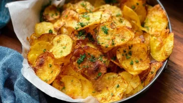 Crispy Air Fryer Potato Chips on a Plate