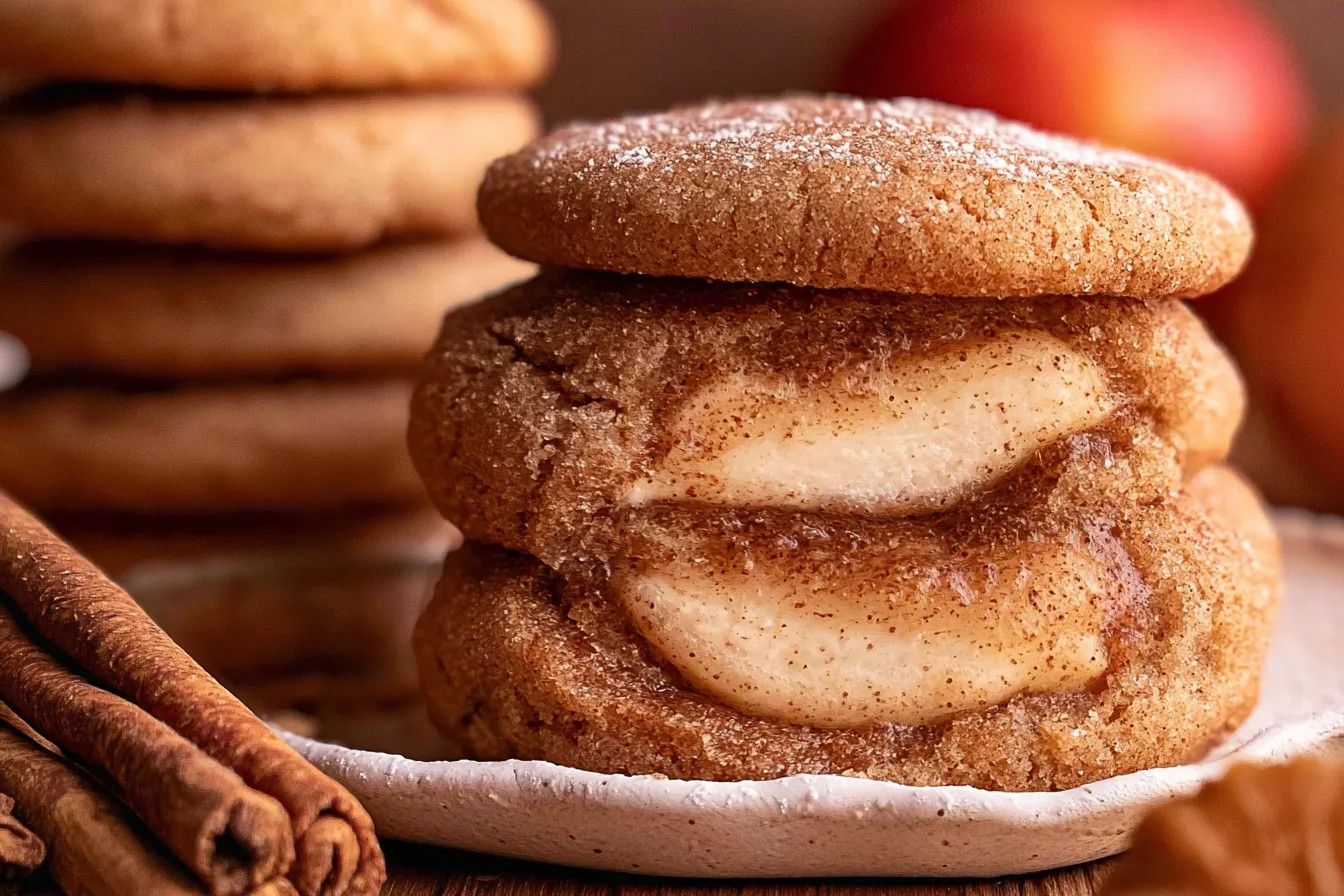 Apple Cider Cheesecake Cookies: Fall’s Sweetest Treat 3 Delicious Apple Cider Cheesecake Cookies on a Plate