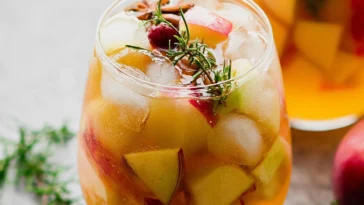 Apple Cider Sangria with Prosecco in a Glass