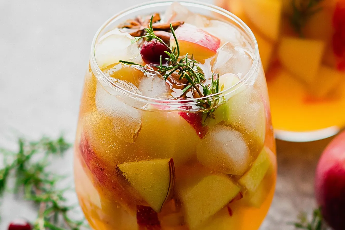 Apple Cider Sangria with Prosecco in a Glass