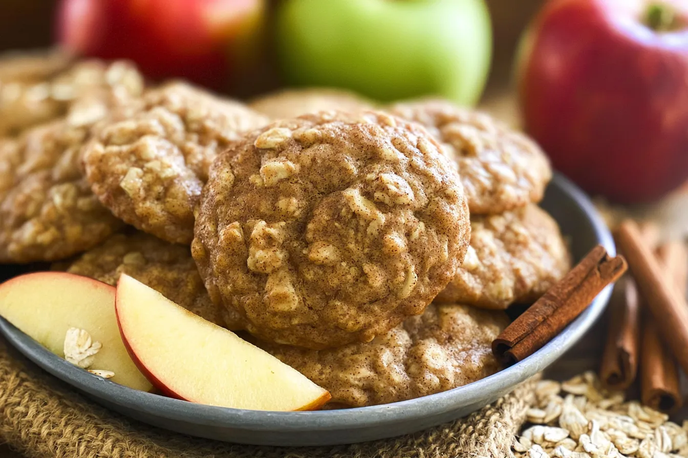 Apple Cinnamon Oatmeal Cookies: Irresistibly Delicious Delight 3 Apple Cinnamon Oatmeal Cookies on a Plate