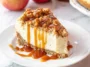 Delicious Apple Crisp Cheesecake Slice on a Plate