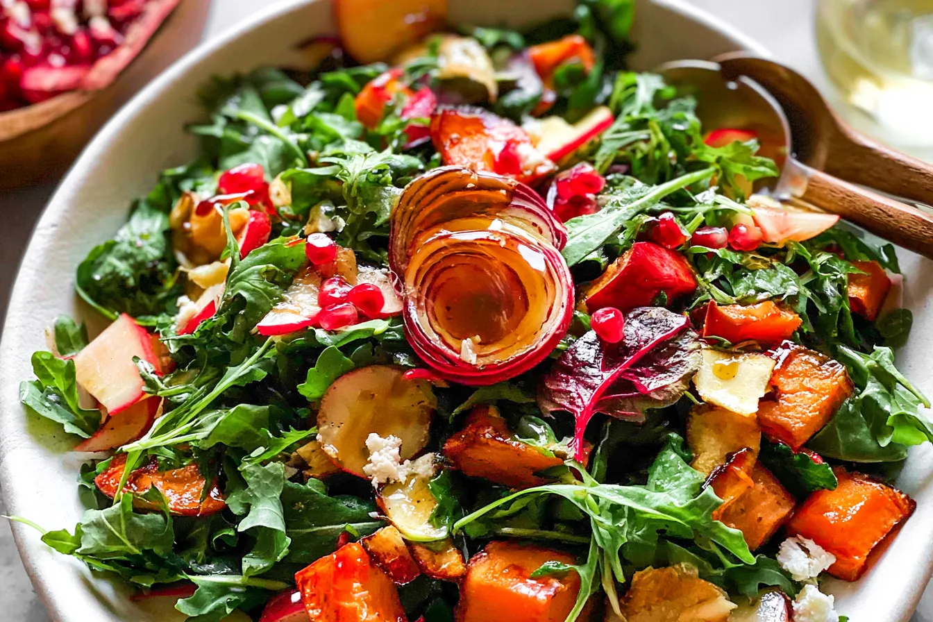 Autumn Salad with Maple Vinaigrette: A Must-Try Delight 3 Autumn Salad with Maple Vinaigrette on a Rustic Table