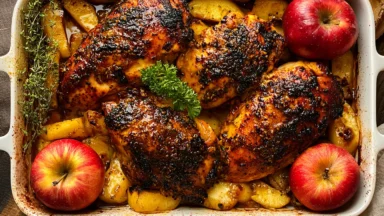 Savory Baked Apple Honey Dijon Chicken Breasts