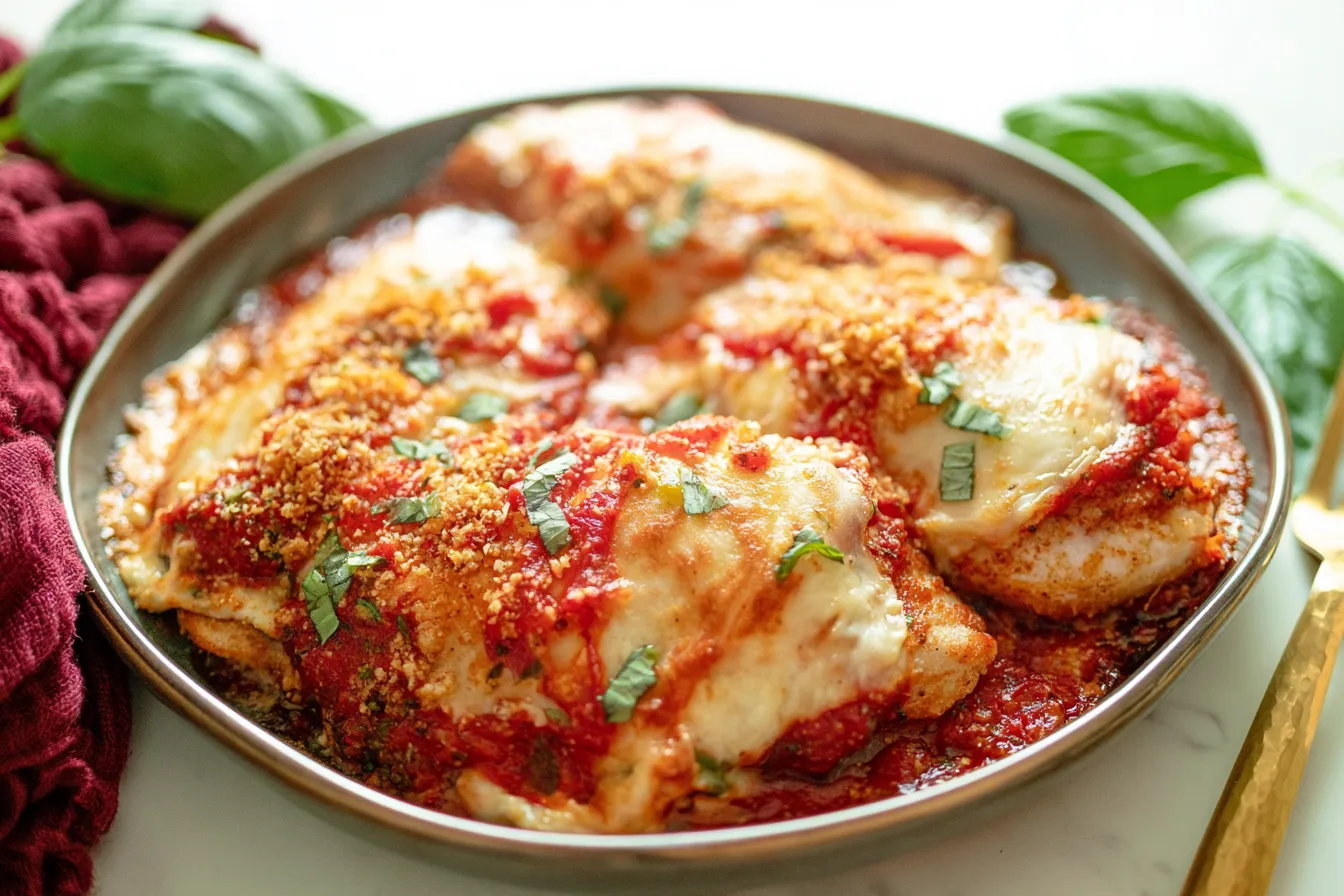Baked Chicken Mozzarella — One-Pan, 30 Minutes for Deliciousness 3 Baked Chicken Mozzarella Finished Dish