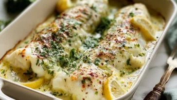 Baked Fish with Lemon Cream Sauce - A Culinary Delight