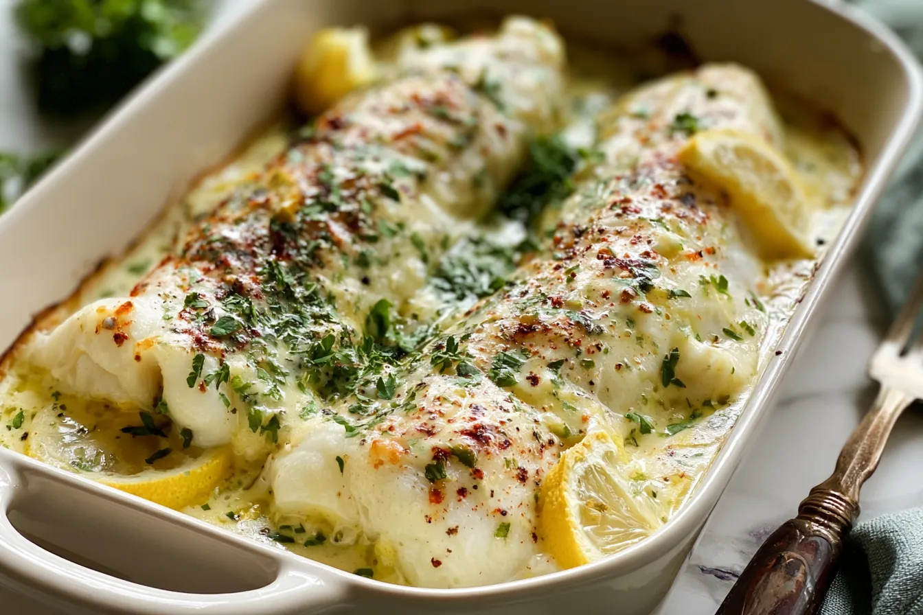 Baked Fish with Lemon Cream Sauce: A Delicious Delight 3 Baked Fish with Lemon Cream Sauce - A Culinary Delight