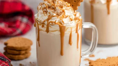 Biscoff Cookie Butter Latte in a Cozy Coffee Shop