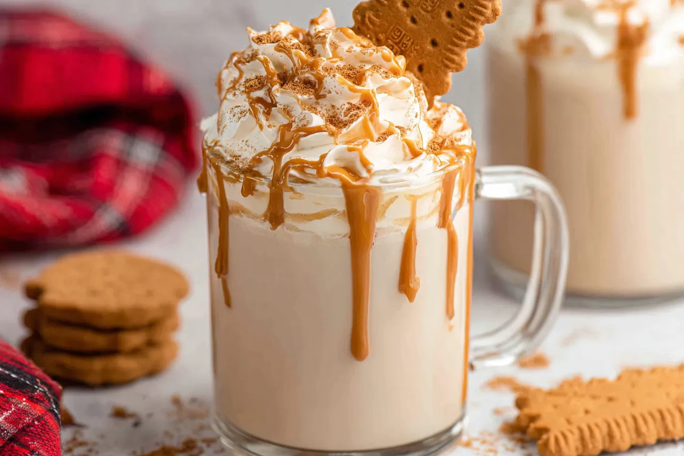 Biscoff Cookie Butter Latte in a Cozy Coffee Shop