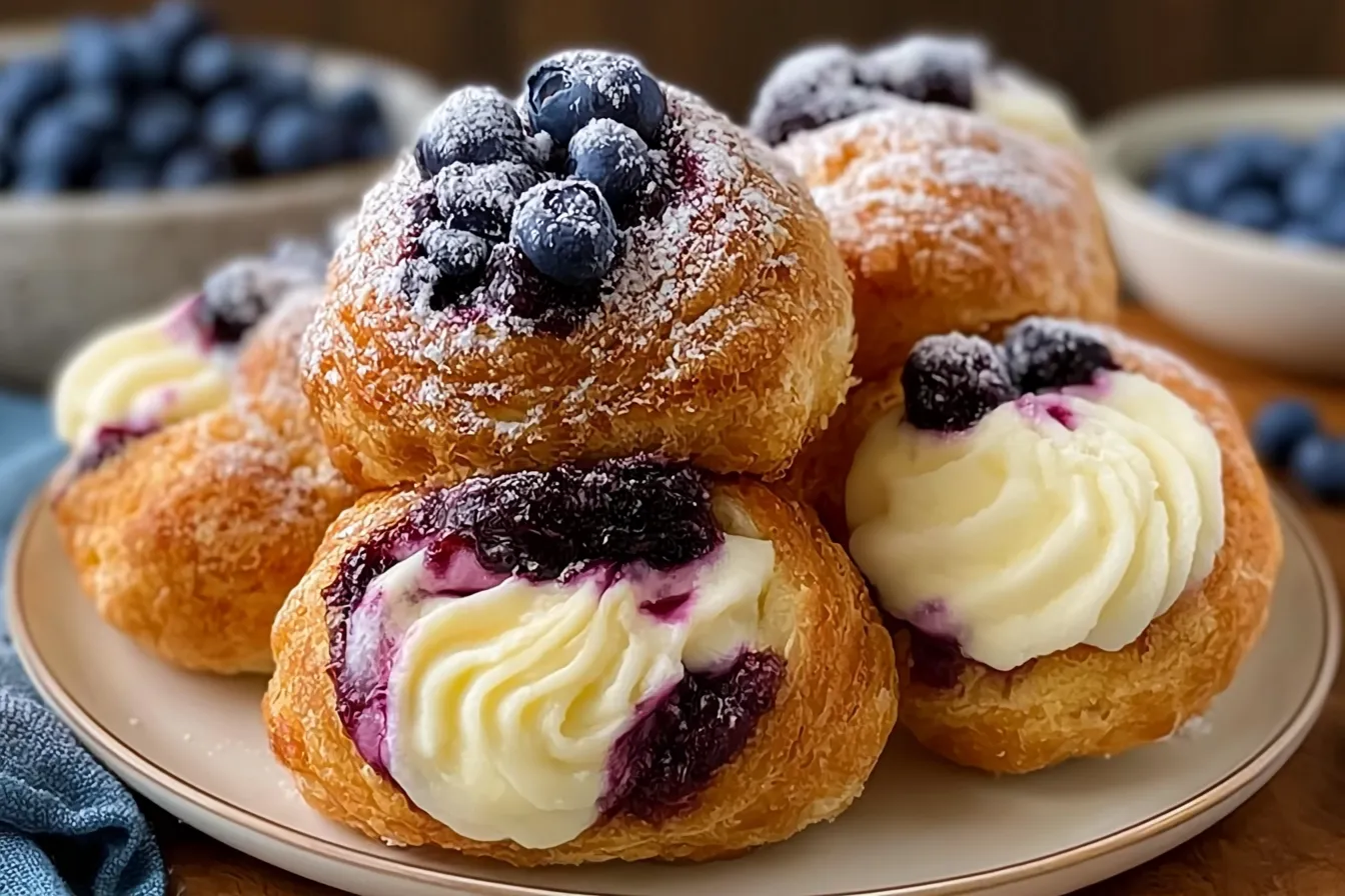 Blueberry Cheesecake Puff Bombs: Creamy, Crispy Bliss! 4 Blueberry Cheesecake Puff Bombs: Creamy, Crispy Bliss!