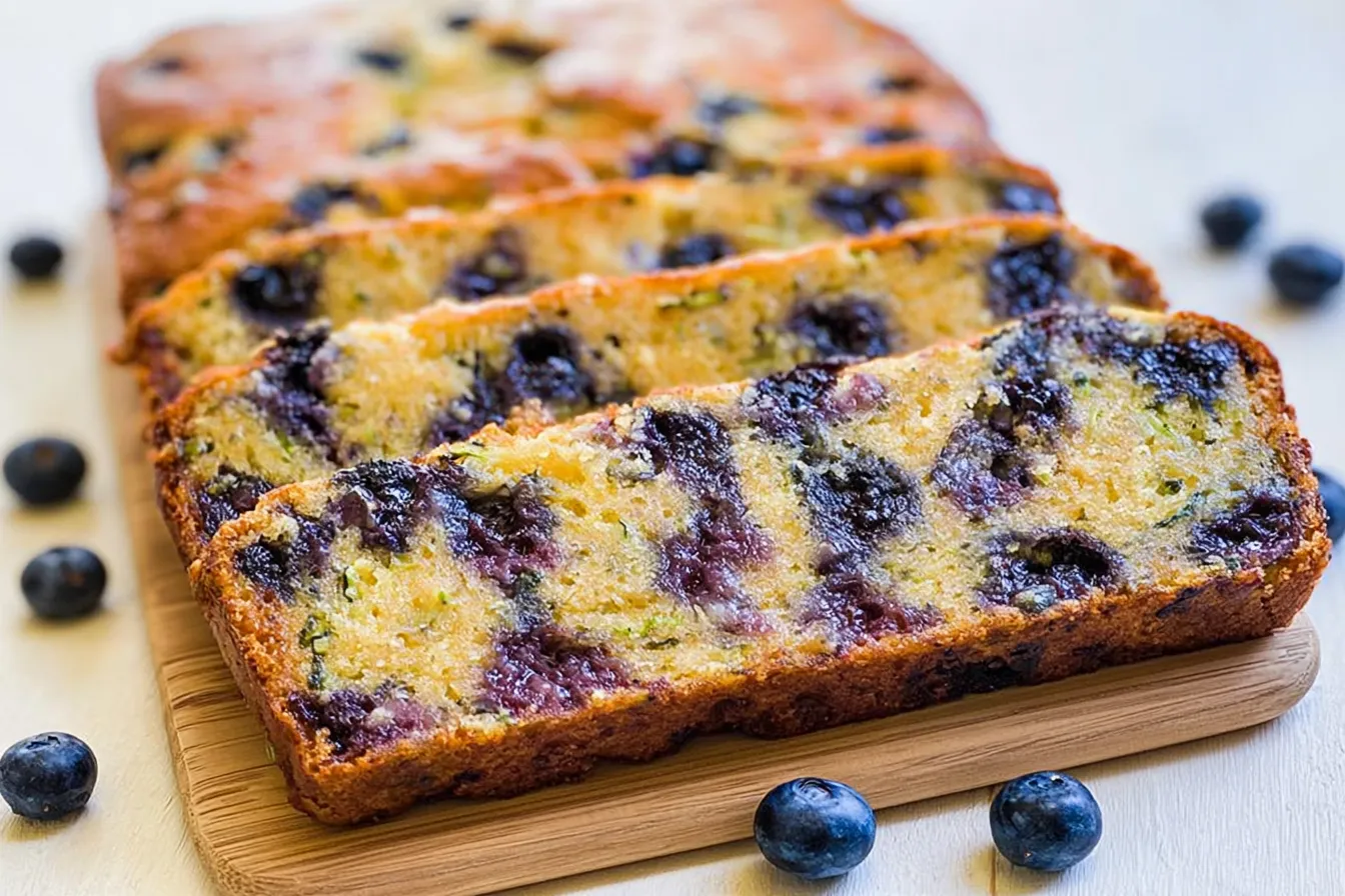 Homemade Blueberry Zucchini Bread Freshly Baked