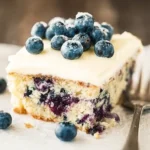 Blueberry Zucchini Cake with Lemon Buttercream Slice