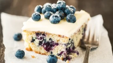 Blueberry Zucchini Cake with Lemon Buttercream Slice
