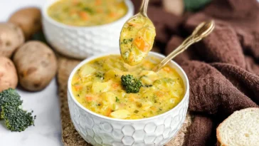 Delicious Broccoli Potato Cheese Soup in a Bowl