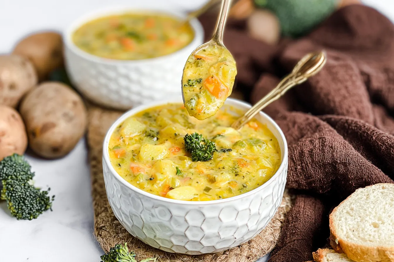 Delicious Broccoli Potato Cheese Soup in a Bowl