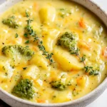Delicious Broccoli Potato Cheese Soup in a Bowl