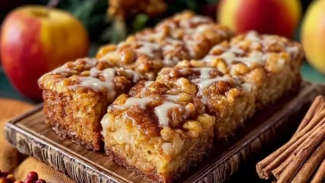 Delicious Brown Butter Apple Blondies with Cinnamon Glaze