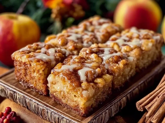 Delicious Brown Butter Apple Blondies with Cinnamon Glaze