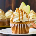 Delicious Caramel Apple Cupcakes on a Rustic Table