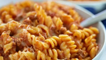 Cheesy Taco Pasta Served in a Bowl