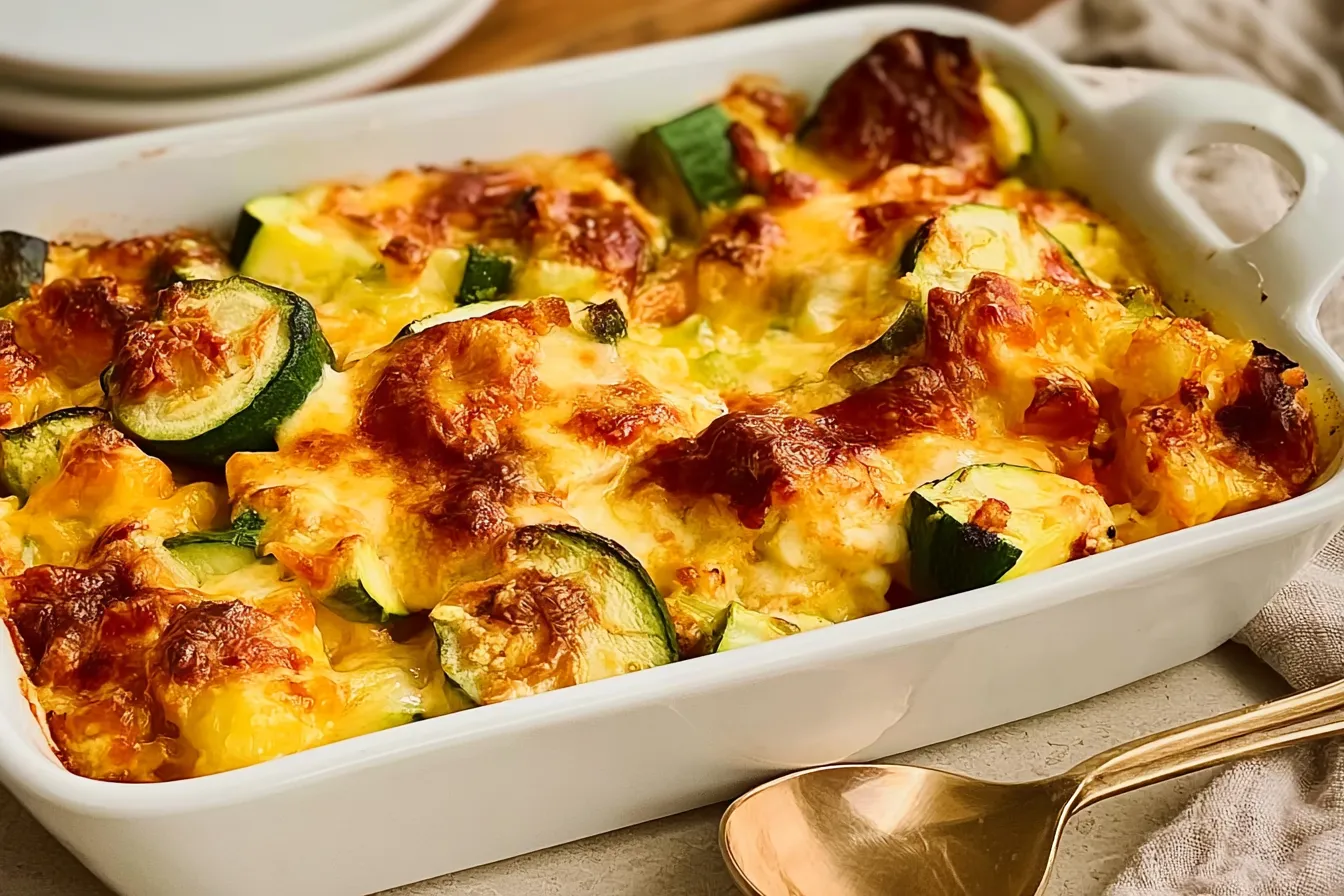 Cheesy Zucchini Casserole Freshly Baked