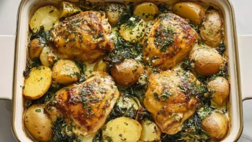 Chicken and Potatoes with Garlic Parmesan Cream Sauce