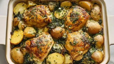 Chicken and Potatoes with Garlic Parmesan Cream Sauce