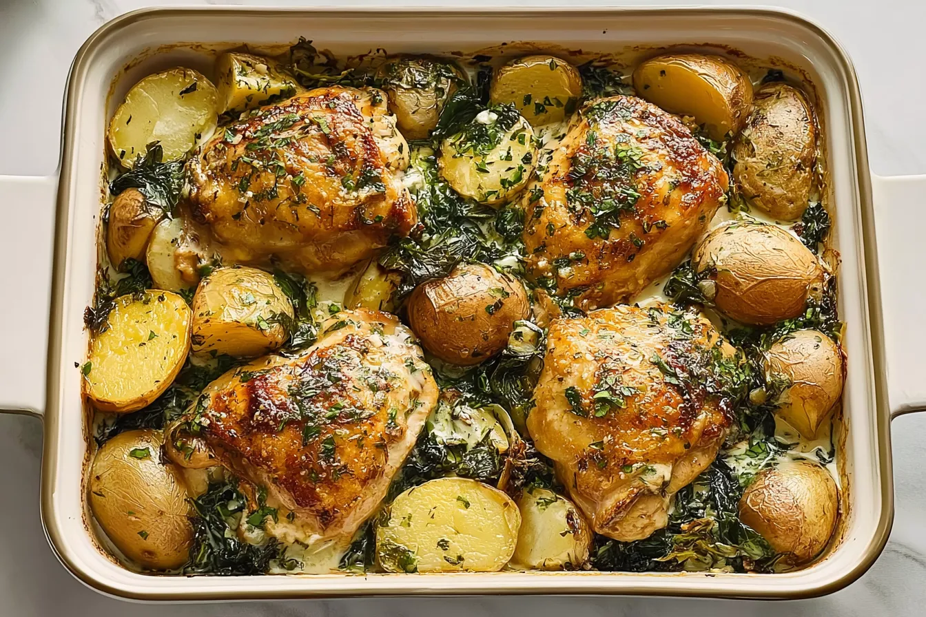 Chicken and Potatoes with Garlic Parmesan Cream Sauce