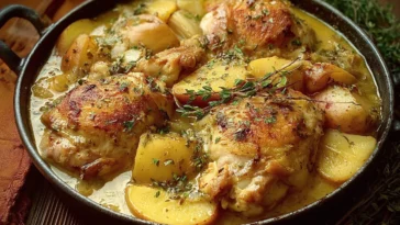 Chicken Normandy or French Apple Cider Chicken Plated