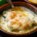 Chile Relleno Soup Garnished with Fresh Cilantro