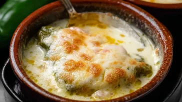 Chile Relleno Soup Garnished with Fresh Cilantro